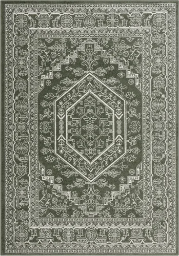 Vista 103 de SAFAVIEH ADR108B - Tapete de la colección Adirondack, 2 pies 1 pulgada x 6 pies, marfil y plateado, diseño de medallón oriental, no desprende