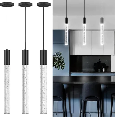 Vista 16 de 3 Packs Pendant Lights for Kitchen Island Independent LED Light Modern Dimmable Lights Pendant Lighting Fixtures for Dining Room Bedroom Hanging