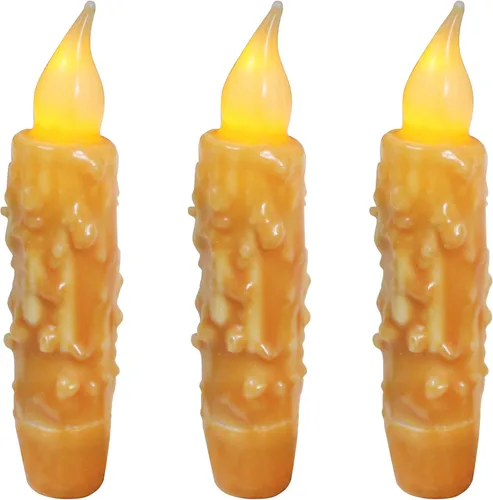 Vista 30 de CVHOMEDECO. Velas de cera real sumergidas a mano con temporizador LED con pilas, velas cónicas sin llama primitivas del país, 4-3/4 pulgadas, negro