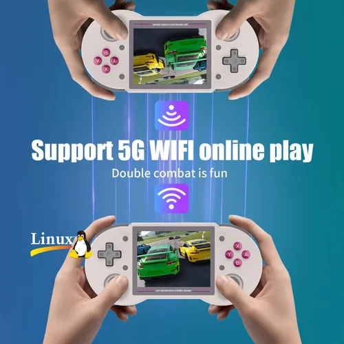 Vista 2 de RG353PS Plug & Play Videojuegos 128G Tf Tarjeta incorporada 4500 juegos, RG353PS Juego de mano con pantalla IPS de 3.5 pulgadas compatible con HDMI