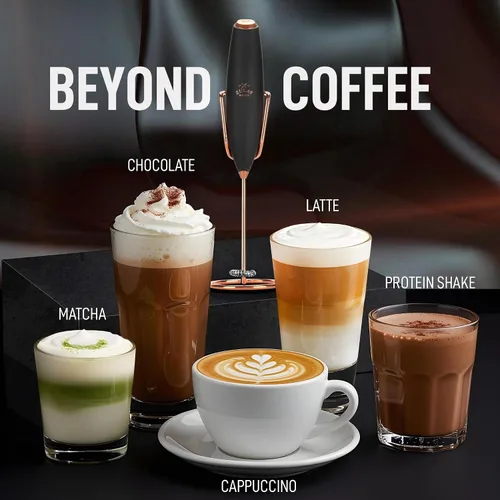 Vista 225 de Zulay Milk Boss Espumador de leche potente manual, hace espuma para latte, batidor para mezclar bebidas, café, miniespumador para capuchino, frappé