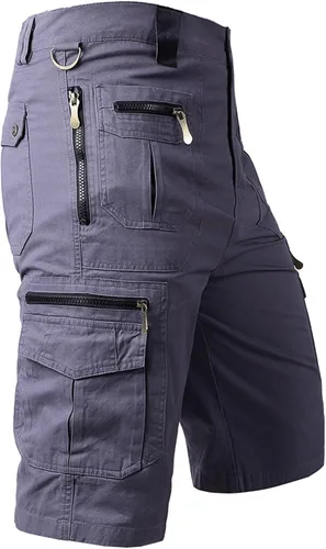 Vista 2 de DASAYO Pantalones cortos para hombre, casuales, de verano, con bolsillos con cremallera, pantalones cortos tácticos al aire libre, trabajo