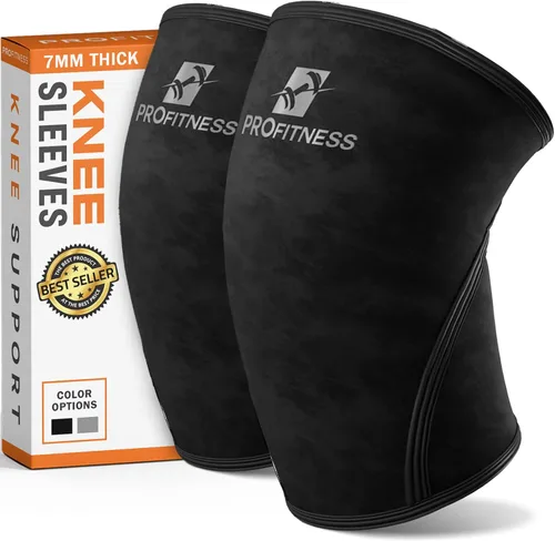 Vista 10 de Rodilleras ProFitness para levantamiento de pesas para hombres y mujeres - Rodillera de neopreno premium de 7 mm para levantamiento de pesas