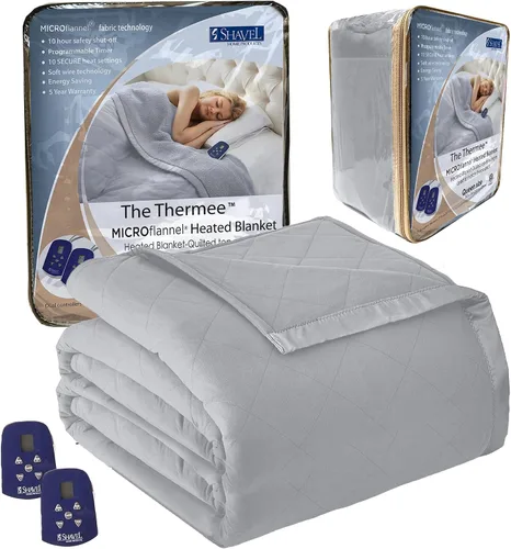 Vista 27 de Thermee Manta térmica de microfranela tamaño Queen – 10 ajustes, programable, calentamiento rápido, cuadros rústicos