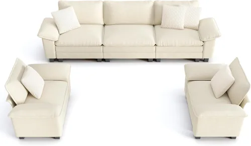 Vista 12 de PHI VILLA Conjuntos de sofás modulares Cloud, juego de sofá seccional de 2 piezas con sofá cama, sofá cómodo de 3 plazas para sala de estar y Ceniza