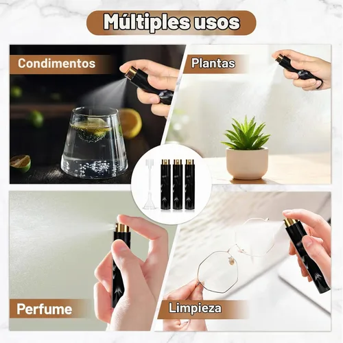 Vista 7 de Vitog - Atomizador de perfume de viaje de 10 ml con textura de mármol recargable, dispensador de colonia vacío mini botella de spray con embudo