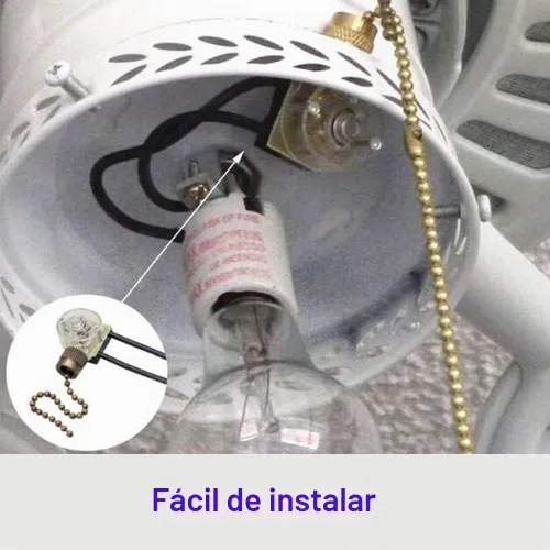 Vista 4 de Interruptor de luz para ventilador de techo Zing Ear ZE-109 de dos cables con cordones de tracción, interruptor de control de encendido/apagado
