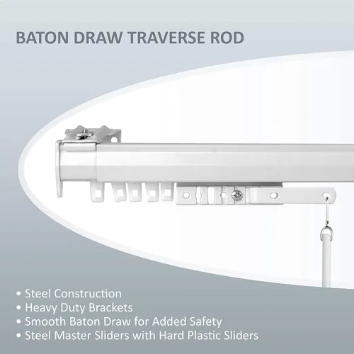 Vista 4 de A&F Rod Décor - Baton Draw Double White Traverse 30-48 pulgadas