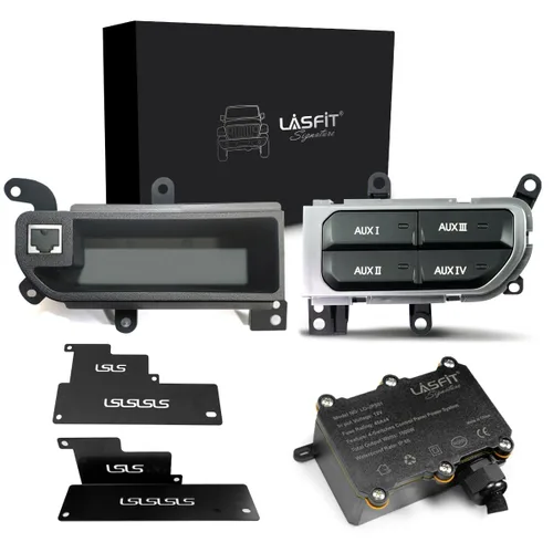 Vista 9 de LASFIT Kit de banco de interruptores auxiliares, panel de interruptor auxiliar Plug & Play estilo OEM, tablero de 4 botones 4 x 30 A para Wrangler