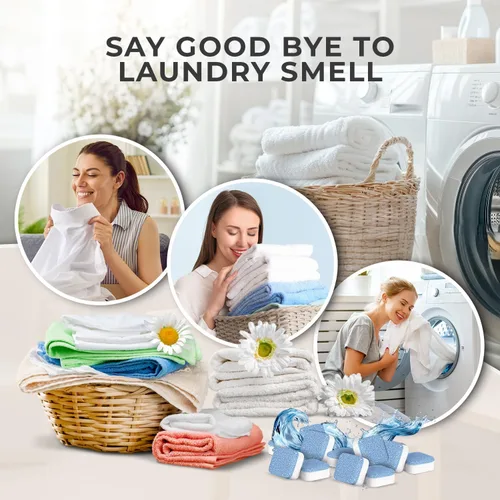 Vista 6 de Tabletas limpiadoras para lavadoras: limpieza profunda, solución de limpieza de tina de lavandería, olor fresco, elimina la acumulación