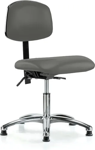 Vista 57 de Perch - Silla de laboratorio con ruedas cromadas con soporte de respaldo ajustable, altura del escritorio de 17 a 22 pulgadas, tela negra