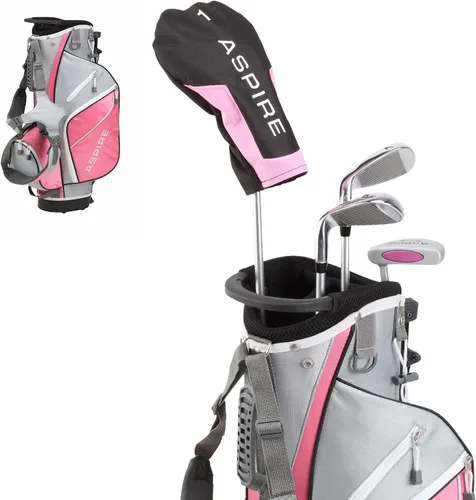 Vista 10 de Aspire Junior Plus - Juego completo de palos de golf para niños, niños de 5 años, para niños y niñas, mano derecha, bolsa de golf para niñas reales