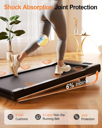Vista 6 de Superun Under Desk Walking Pad with 6% Incline, 3 in 1 Portable Treadmill Oro rosa profundo