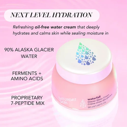 Vista 2 de Saturday Skin Waterfall Glacier Water Crema facial – Hidratante facial coreano sin aceite para piel grasa, hidratante facial de gel ligero y lindo