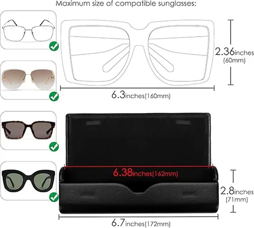 Vista 3 de Estuche rígido unisex para lentes de sol, 1 funda de piel sintética ligera para lentes de sol Café
