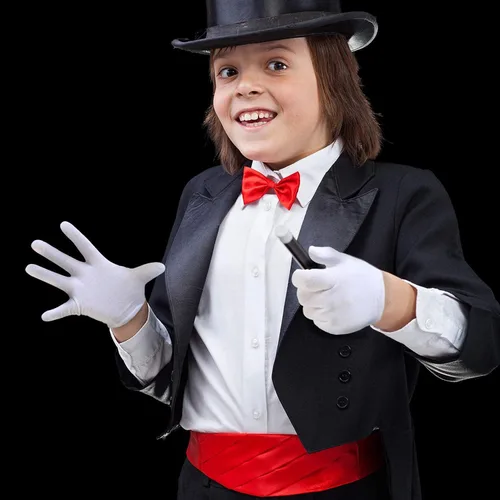 Vista 6 de SATINIOR 8 pares de guantes de disfraz blancos para niños, guantes de vestir formales, guantes de uniforme para niños y niñas, espectáculo de arte