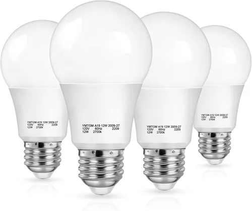 Vista 8 de SHINE HAI Bombillas con sensor de luz del atardecer al amanecer, bombillas LED A19 de 12 W de encendido y apagado automático, 1200 lúmenes, base