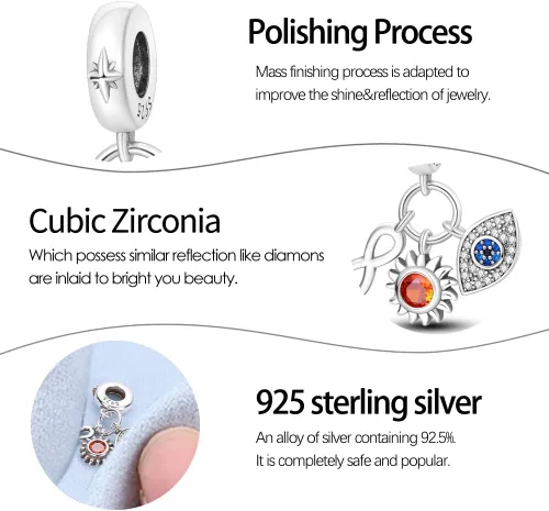 Vista 4 de Pandach Cuentas y Dijes de plata de ley 925 para pulseras y collares, colgantes de mariposa y auriculares, dijes de trébol, joyería de regalo