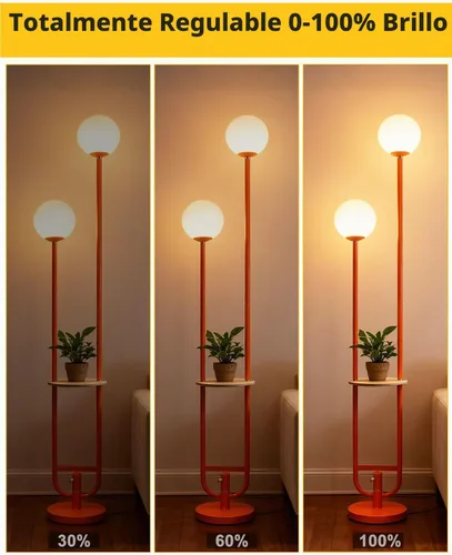 Vista 4 de Lightdot Lámpara de pie naranja de 63 pulgadas con poste en U, 2 lámparas de pie de mediados de siglo con globos y bombillas LED blancas cálidas