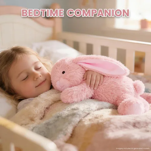 Vista 5 de SuzziPals Almohadilla térmica de conejo rosa calentable y refrigerable para calmar y relajar, peluche de conejo rosa lavanda para molestias
