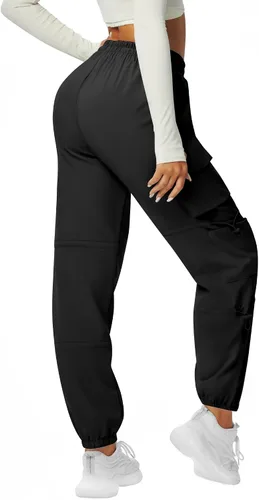 Vista 3 de Pantalones cargo de secado rápido, ligeros, tácticos, con 6 bolsillos, para mujer, cintura elástica y resistente al agua