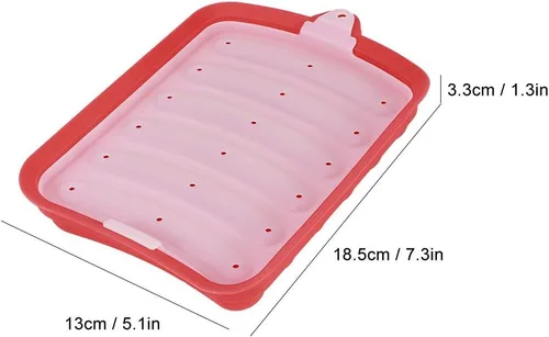Vista 3 de Molde para salchichas de silicona, 3 unidades, 6 cavidades, 5.1 x 7.3 in Rojo