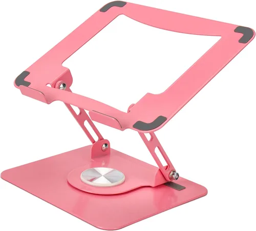 Vista 9 de Soporte giratorio para laptop para escritorio, soporte ajustable para laptop para escritorio con rotación de 360°, elevar, inclinar, rotar, enfriar