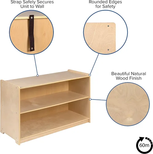 Vista 6 de Flash Furniture Hercules - Armario de madera de 2 secciones para el aula escolar para uso comercial o doméstico, seguro, diseño apto para niños, 24