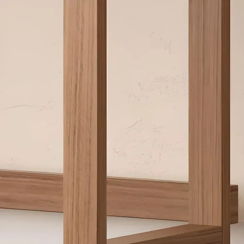 Vista 3 de Soporte rectangular para plantas de madera maciza de 1 nivel, 4 patas, flores, suculentas, rábano verde, de una sola capa, escalera de balcón Marrón
