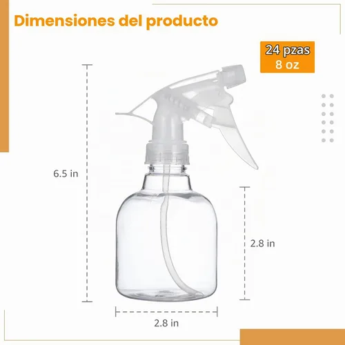 Vista 3 de 24 botellas de spray recargables, pequeñas botellas de plástico de 8 onzas con boquillas ajustables para jardinería, cuidado del cabello, limpieza