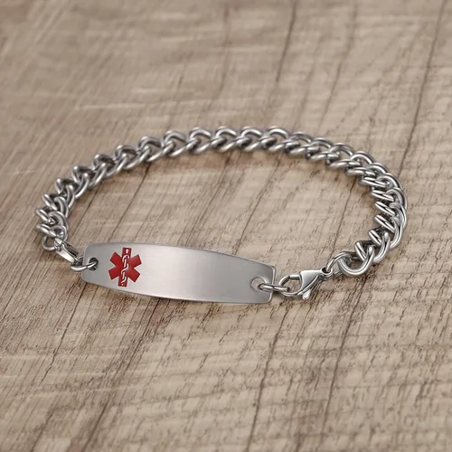 Vista 4 de Pulseras médicas ajustables de 7.5"-9" para mujereshombres pulseras médicas intercambiables de acero inoxidable