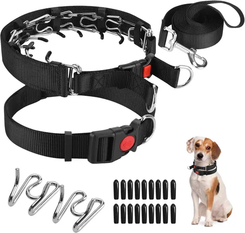 Vista 22 de Collar de entrenamiento de puntas con puntas cómodas y hebilla de cierre rápido – Collar de pellizco para perro con cubierta de nailon