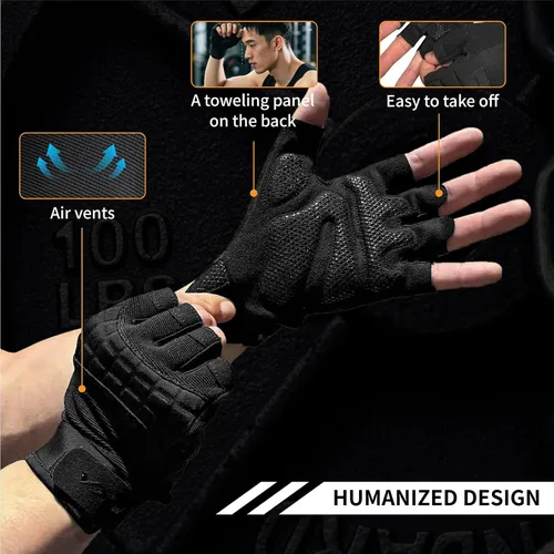 Vista 5 de VWX - Guantes de entrenamiento antideslizantes con palma de gel para hombres y mujeres, con tela que absorbe el sudor para gimnasio, levantamiento