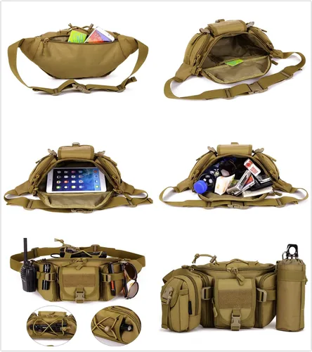 Vista 6 de Riñonera táctica militar impermeable WR para escalada al aire libre, pesca, correr, caza, compatible con iPhone 8 7 7 plus (camuflaje ACU)
