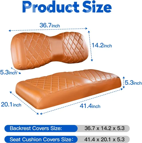 Vista 4 de NOKINS Juego de Fundas de Asiento de Diamante para Carrito de Golf, Compatible con Yamaha Drive/Drive 2 Asiento Frontal Estándar OEM, Funda