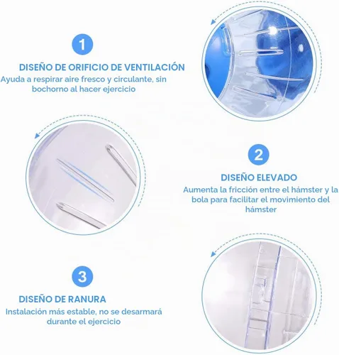 Vista 4 de Bola de ejercicio para hámster, rueda silenciosa para hámster, bola transparente para animales pequeños, para rata Dwar, alivia el aburrimiento