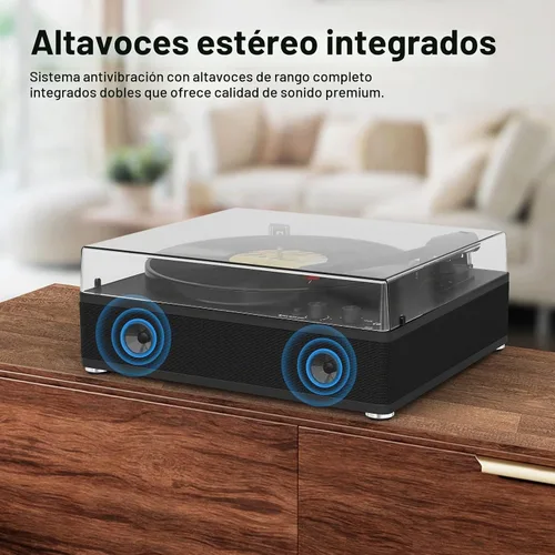 Vista 6 de TE-3008BK-TA Tocadiscos de vinilo con negro