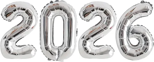 Vista 52 de GOER Globos de papel de aluminio 2026 para fiesta de Año Nuevo, suministros de fiesta, decoraciones de graduación (negro, 16 pulgadas)