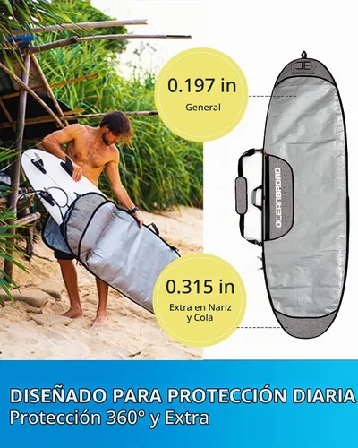 Vista 3 de OCEANBROAD Bolsa para Tabla de Surf Longboard Mochila de Día Bolsa de Viaje 5'0, 5'6, 6'0, 6'6, 7'0, 7'6, 8'0, 8'6, 9'0, 9'6, 10'0