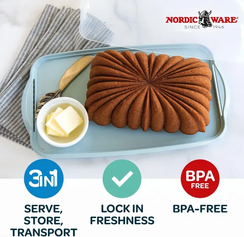 Vista 4 de Nordic Ware Paquete de pan para pasteles y molde para pan estriado Azul + dorado