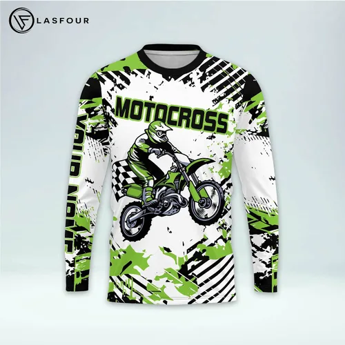 Vista 2 de LASFOUR Camiseta de motocross personalizada 3D para niños y jóvenes, camiseta de carreras de motocross para niños y jóvenes, camiseta de conducción