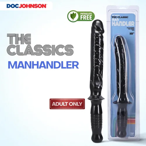 Vista 5 de Doc Johnson Classic - The Manhandler - Consolador con mango - 14.5 pulgadas - 9.5 pulgadas de longitud utilizable - solo para adultos, negro