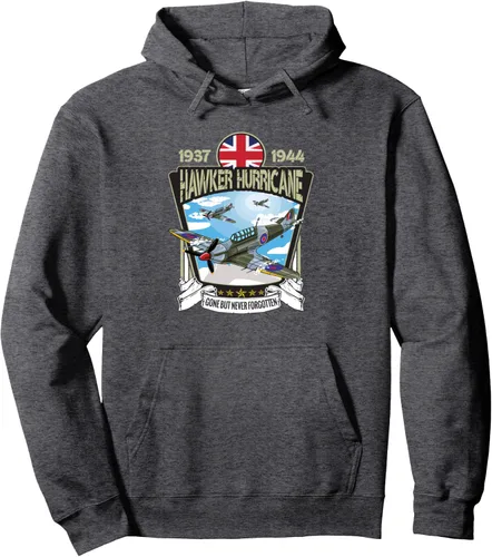 Vista 3 de Sudadera con capucha de la Segunda Guerra Mundial British Aircraft Hawker Hurricane Fighter