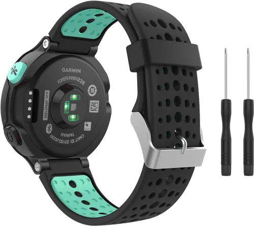 Vista 10 de MoKo, banda ajustable de silicona suave, repuesto de correa para Garmin Forerunner 235 Negro y negro