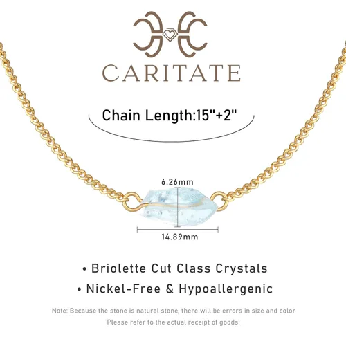 Vista 3 de Collar de cristal crudo para mujer, Cristal, Aguamarina