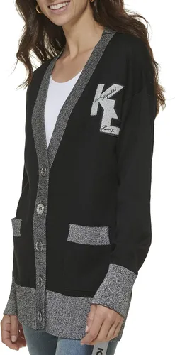 Vista 3 de Karl Lagerfeld Paris Suéter de manga larga con botones para mujer