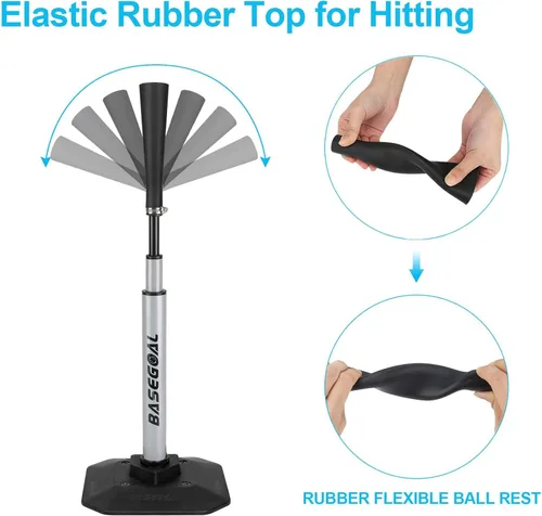 Vista 4 de BaseGoal Baseball Batting Tee with Heavy Duty Base,Adjustable Height