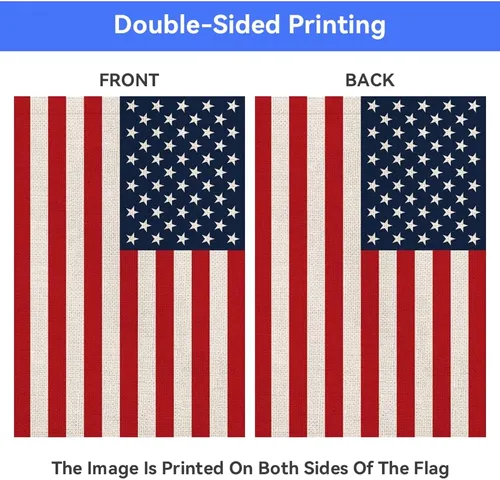 Vista 3 de Bandera americana de Estados Unidos, pequeñas banderas de jardín americanas para patio, porche, día de la independencia, festival patriótico
