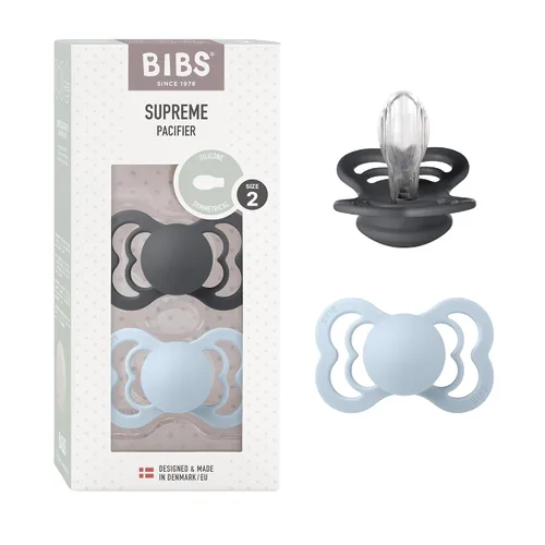 Vista 21 de BIBS Supreme Chupete para Bebé Paquete de 2 Hecho en Dinamarca Chupete Tranquilizador Sin BPA, Pezón Simétrico. Silicona, Talla 1 (0-6 Meses)