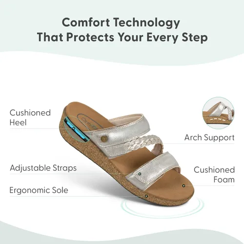 Vista 4 de Orthofeet Sandalias ortopédicas Carrie de cuero ajustable para mujer